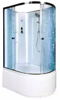 Душевая кабина «AvaCan» EM4512LN LED 120/80 высокий поддон матовая с рисунком/хром без крыши с электрикой левая