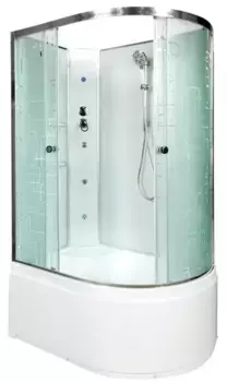 Душевая кабина «AvaCan» EM4512LN LED 120/80 высокий поддон матовая с рисунком/хром без крыши с гидромассажем с электрикой левая