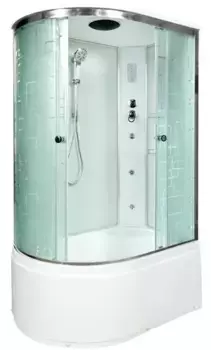 Душевая кабина «AvaCan» EM4512R 120/80 высокий поддон матовая с рисунком/хром с гидромассажем с электрикой правая