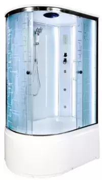 Душевая кабина «AvaCan» EM4512R LED 120/80 высокий поддон матовая с рисунком/хром с гидромассажем с электрикой правая