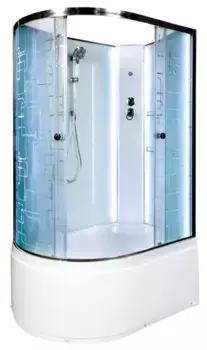 Душевая кабина «AvaCan» EM4512RN LED 120/80 высокий поддон матовая с рисунком/хром без крыши с электрикой правая