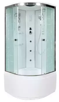 Душевая кабина «AvaCan» EM4590 90/90 высокий поддон матовая с рисунком/хром с гидромассажем с электрикой