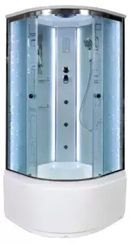 Душевая кабина «AvaCan» EM4590 LED 90/90 высокий поддон матовая с рисунком/хром с гидромассажем с электрикой