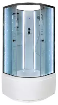 Душевая кабина «AvaCan» EM4590N LED 90/90 высокий поддон матовая с рисунком/хром без крыши с электрикой
