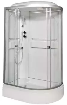 Душевая кабина «AvaCan» L520L LED 120/80 средний поддон прозрачная/хром с электрикой левая