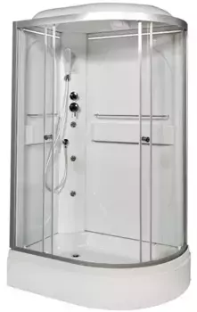 Душевая кабина «AvaCan» L520L LED 120/80 средний поддон прозрачная/хром с гидромассажем с электрикой левая