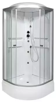 Душевая кабина «AvaCan» L580 80/80 средний поддон прозрачная/хром с гидромассажем