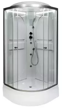 Душевая кабина «AvaCan» L580 LED 80/80 средний поддон прозрачная/хром с гидромассажем с электрикой