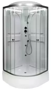 Душевая кабина «AvaCan» L590 LED 90/90 средний поддон прозрачная/хром с гидромассажем с электрикой
