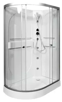 Душевая кабина «AvaCan» L602R N LED 120/80 низкий поддон прозрачная/хром без крыши с гидромассажем с электрикой правая