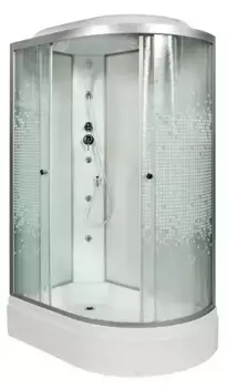 Душевая кабина «AvaCan» L720L 120/80 средний поддон матовая с рисунком/хром с гидромассажем левая