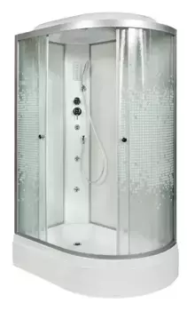 Душевая кабина «AvaCan» L720L 120/80 средний поддон матовая с рисунком/хром с гидромассажем с электрикой левая