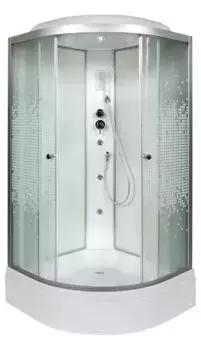 Душевая кабина «AvaCan» L790 90/90 средний поддон матовая с рисунком/хром с гидромассажем с электрикой