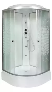 Душевая кабина «AvaCan» L790 90/90 средний поддон матовая с рисунком/хром с гидромассажем
