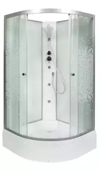 Душевая кабина «AvaCan» L790N 90/90 средний поддон матовая с рисунком/хром без крыши с гидромассажем