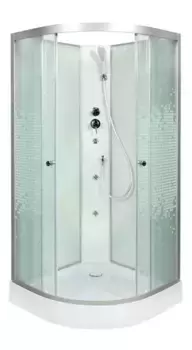 Душевая кабина «AvaCan» L901N 100/100 низкий поддон матовая с рисунком/хром без крыши с гидромассажем