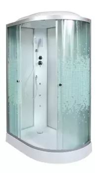 Душевая кабина «AvaCan» L902L 120/80 низкий поддон матовая с рисунком/хром с гидромассажем с электрикой левая