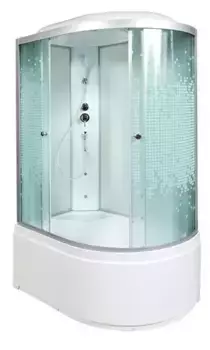 Душевая кабина «AvaCan» L920L 120/80 высокий поддон матовая с рисунком/хром с гидромассажем левая