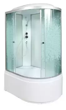 Душевая кабина «AvaCan» L920L 120/80 высокий поддон матовая с рисунком/хром левая