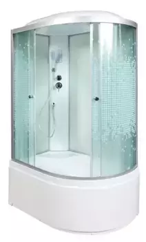 Душевая кабина «AvaCan» L920L 120/80 высокий поддон матовая с рисунком/хром с электрикой левая