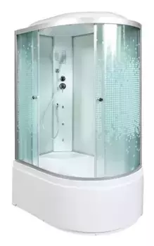 Душевая кабина «AvaCan» L920L 120/80 высокий поддон матовая с рисунком/хром с гидромассажем с электрикой левая