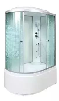 Душевая кабина «AvaCan» L920R 120/80 высокий поддон матовая с рисунком/хром с гидромассажем с электрикой правая