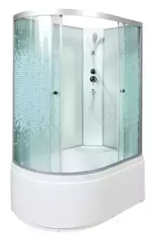 Душевая кабина «AvaCan» L920RN 120/80 высокий поддон матовая с рисунком/хром без крыши с гидромассажем правая
