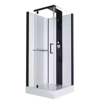 Душевая кабина «Black & White» G8702 90/90 низкий поддон прозрачная/белая без крыши с гидромассажем