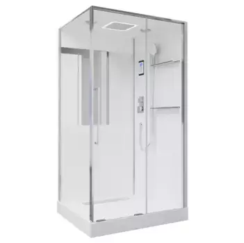 Душевая кабина «Black & White» G8898 115/90 низкий поддон прозрачная/белая с баней с электрикой правая