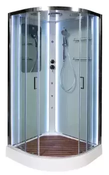 Душевая кабина «Deto» A-01 LED без пульта 100/100 низкий поддон прозрачная/белая с гидромассажем с электрикой