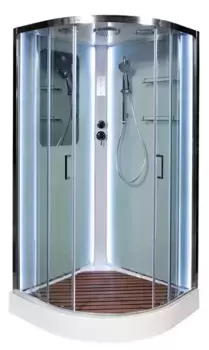 Душевая кабина «Deto» A-09 LED 90/90 низкий поддон прозрачная/белая с электрикой