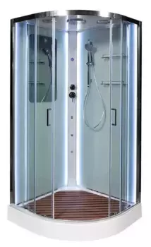 Душевая кабина «Deto» A-09 LED без пульта 90/90 низкий поддон прозрачная/белая с гидромассажем с электрикой