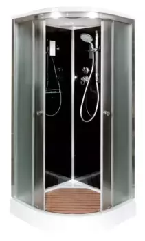 Душевая кабина «Deto» B-09S 90/90 низкий поддон матовая/чёрная с электрикой