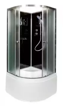 Душевая кабина «Deto» B-10 100/100 высокий поддон матовая/чёрная без крыши