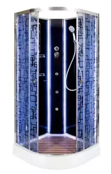 Душевая кабина «Deto» BM-1590N LED 90/90 низкий поддон матовая с рисунком/черная без крыши с гидромассажем с электрикой