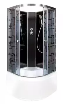 Душевая кабина «Deto» BM-4590 N 90/90 высокий поддон матовая с рисунком/чёрная без крыши