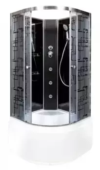 Душевая кабина «Deto» BM-4590 N 90/90 высокий поддон матовая с рисунком/чёрная без крыши с гидромассажем