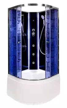 Душевая кабина «Deto» BM-4590 N LED 90/90 высокий поддон матовая с рисунком/чёрная без крыши с гидромассажем с электрикой