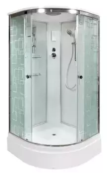Душевая кабина «Deto» EM2780 80/80 средний поддон матовая с рисунком/хром с электрикой
