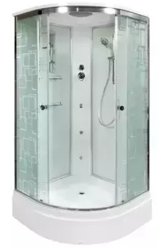Душевая кабина «Deto» EM2780 80/80 средний поддон матовая с рисунком/хром с гидромассажем