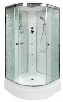Душевая кабина «Deto» EM2780 80/80 средний поддон матовая с рисунком/хром с гидромассажем с электрикой