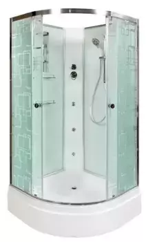 Душевая кабина «Deto» EM2780 N 80/80 средний поддон матовая с рисунком/хром без крыши с гидромассажем