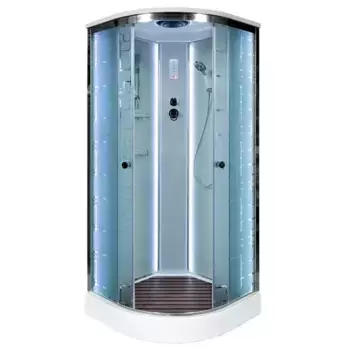 Душевая кабина «Deto» EM-1510 LED 100/100 низкий поддон матовая с рисунком/белая с электрикой