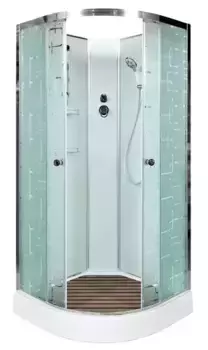 Душевая кабина «Deto» EM-1510N 100/100 низкий поддон матовая с рисунком/белая без крыши