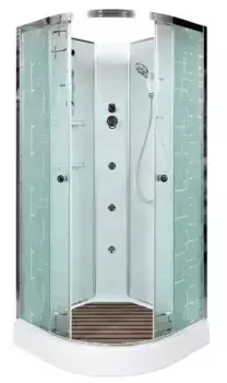 Душевая кабина «Deto» EM-1510N 100/100 низкий поддон матовая с рисунком/белая без крыши с гидромассажем