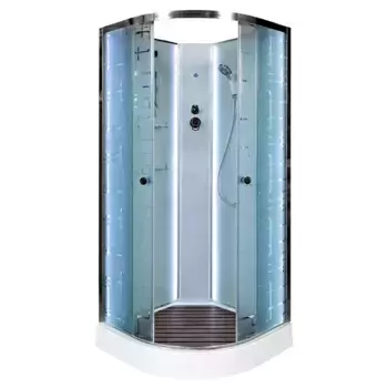 Душевая кабина «Deto» EM-1510N LED 100/100 низкий поддон матовая с рисунком/белая без крыши с электрикой