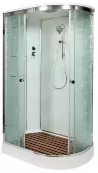 Душевая кабина «Deto» EM-1511 110/80 низкий поддон матовая с рисунком/белая левая