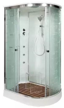 Душевая кабина «Deto» EM-1511 110/80 низкий поддон матовая с рисунком/белая с гидромассажем левая
