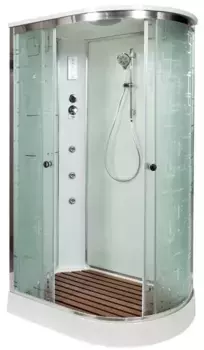 Душевая кабина «Deto» EM-1511 110/80 низкий поддон матовая с рисунком/белая с гидромассажем с электрикой левая