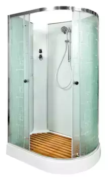 Душевая кабина «Deto» EM-1511N 110/80 низкий поддон матовая с рисунком/белая без крыши левая